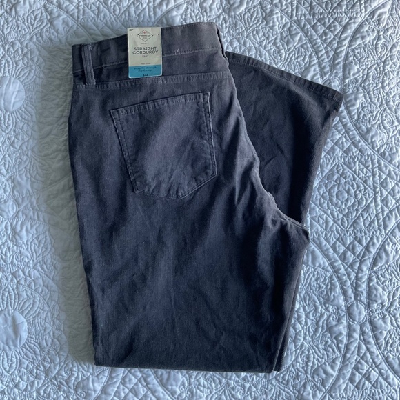 St John's Bay Straight Corduroy Pants Womens 18P Gray Mid Rise Zip Stretch NWT - Picture 1 of 8